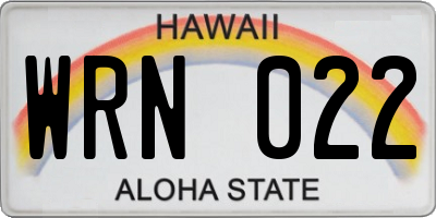 HI license plate WRN022