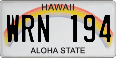 HI license plate WRN194