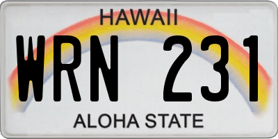 HI license plate WRN231