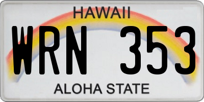 HI license plate WRN353