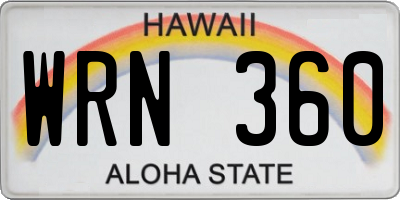 HI license plate WRN360