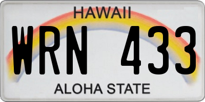 HI license plate WRN433