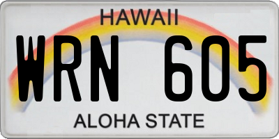 HI license plate WRN605