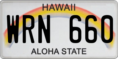 HI license plate WRN660