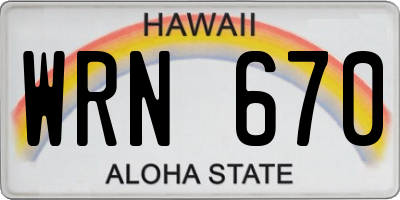 HI license plate WRN670