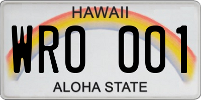 HI license plate WRO001