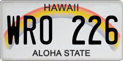 HI license plate WRO226