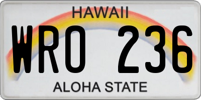 HI license plate WRO236
