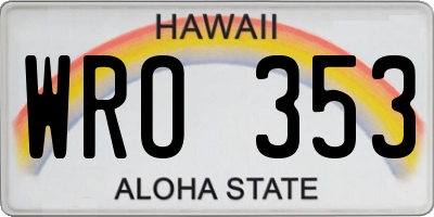 HI license plate WRO353