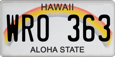 HI license plate WRO363