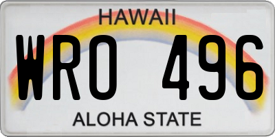 HI license plate WRO496