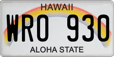 HI license plate WRO930