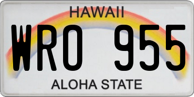 HI license plate WRO955