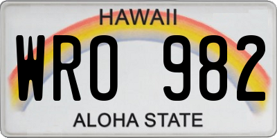 HI license plate WRO982