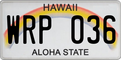 HI license plate WRP036