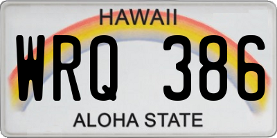 HI license plate WRQ386