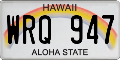 HI license plate WRQ947