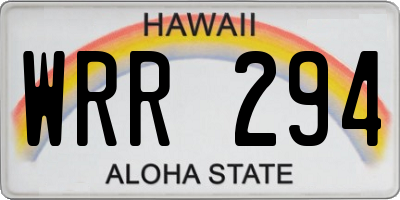 HI license plate WRR294