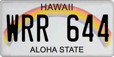 HI license plate WRR644
