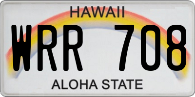 HI license plate WRR708