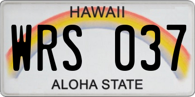 HI license plate WRS037