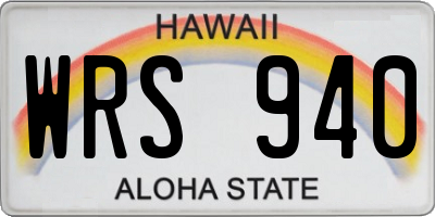 HI license plate WRS940