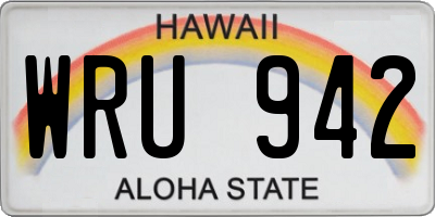 HI license plate WRU942