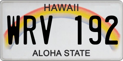 HI license plate WRV192