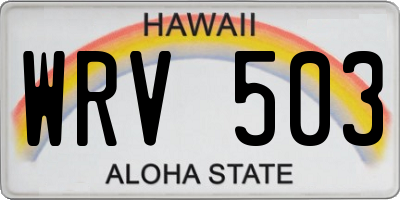 HI license plate WRV503