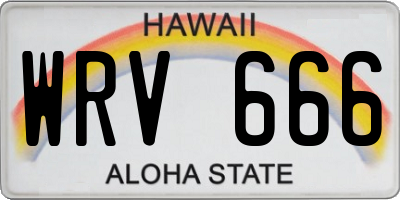 HI license plate WRV666