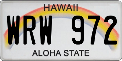 HI license plate WRW972