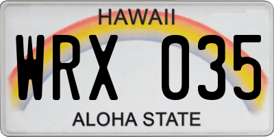 HI license plate WRX035