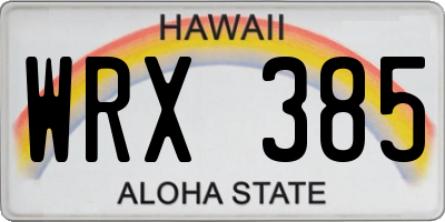 HI license plate WRX385