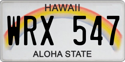 HI license plate WRX547