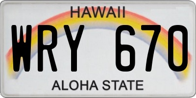 HI license plate WRY670