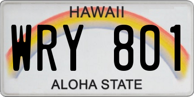 HI license plate WRY801