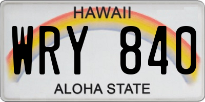 HI license plate WRY840