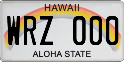 HI license plate WRZ000