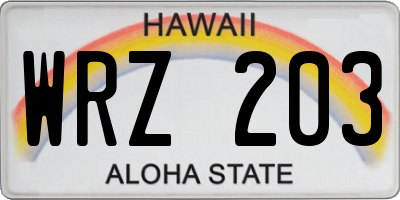 HI license plate WRZ203