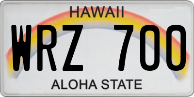HI license plate WRZ700