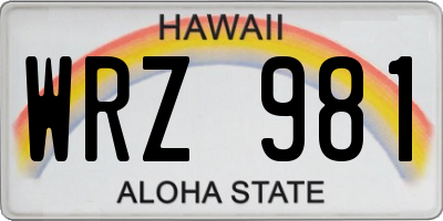HI license plate WRZ981