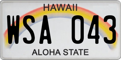 HI license plate WSA043