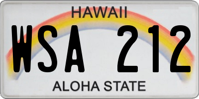 HI license plate WSA212