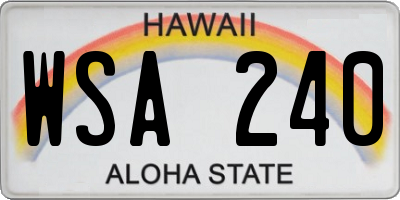 HI license plate WSA240