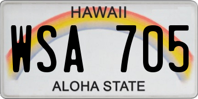 HI license plate WSA705