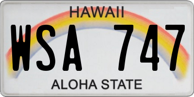 HI license plate WSA747