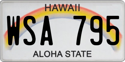 HI license plate WSA795