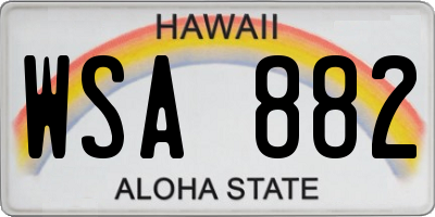 HI license plate WSA882