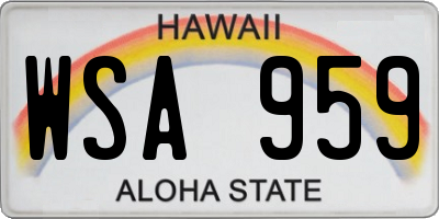HI license plate WSA959