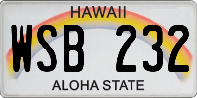 HI license plate WSB232